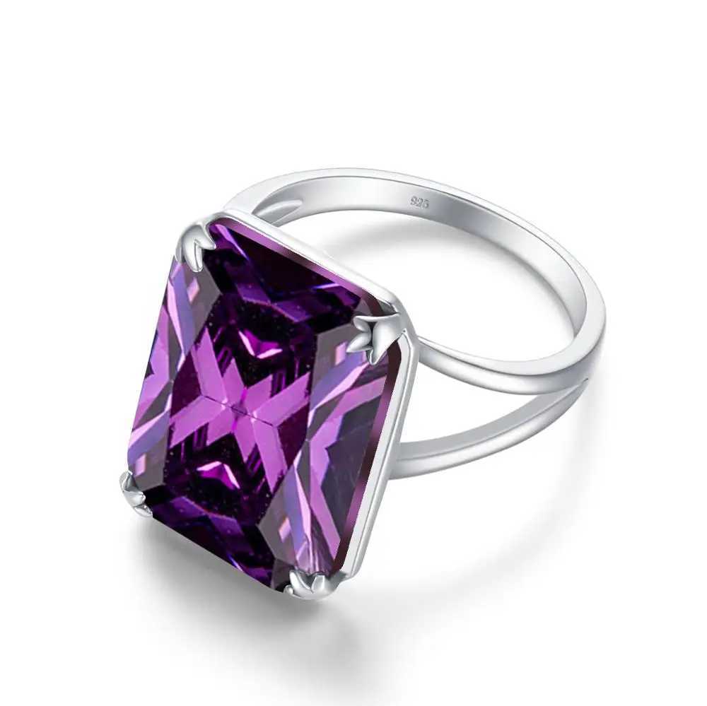 A genuine 925 sterling silver 13 * 18mm gemstone amethyst ring suitable for womens sparkling rectangular punk womens wedding exquisite jewelry wholesa