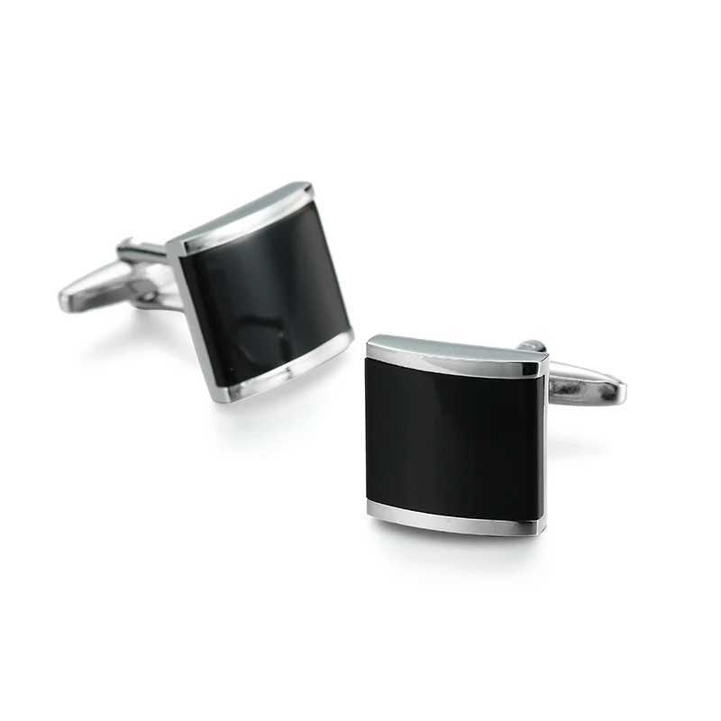 Wholesale of mens French shirt cufflinks copper materials square black zircon cufflinks and fashion clothing accessoriesT250412