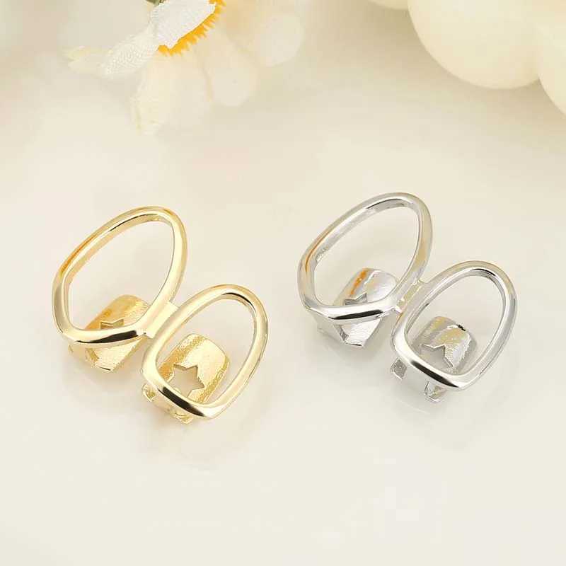 Stainless steel double hollow tooth cap suitable for women punk hip-hop gold geometric smoothness star shaped teeth Grilz couple jewelry W250412