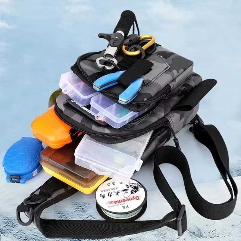 Fishing Lure Bag Waist Chest Backpack Molle Fanny Pack Outdoor Sport Camping Hiking Tactical Hook and Loop Fastener Sling Bag Z250411