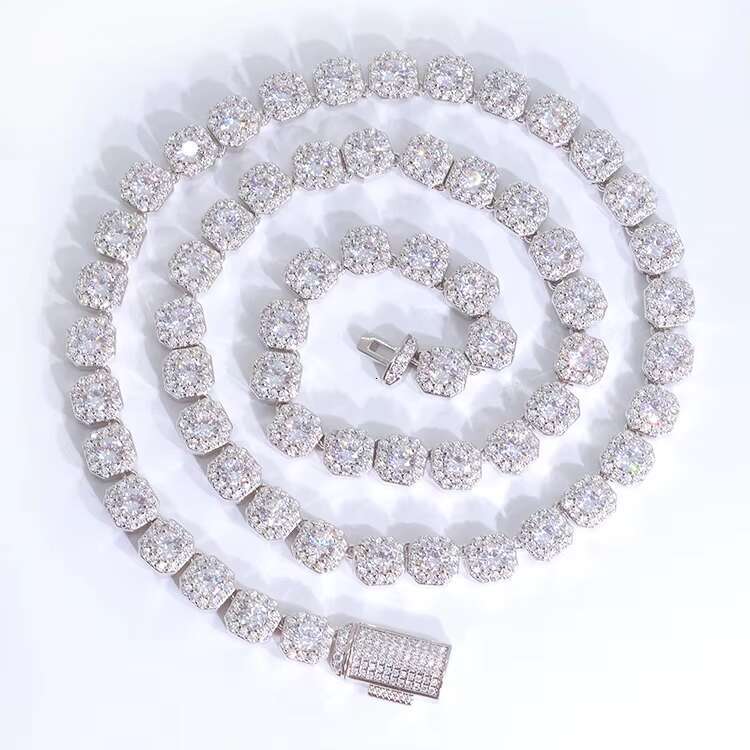 Design Hot Sale Elegant Chain S925 Sterling Silver Large Tennis Iced Out halo VVS Moissanite Cuban Chain for Jewelry Gift