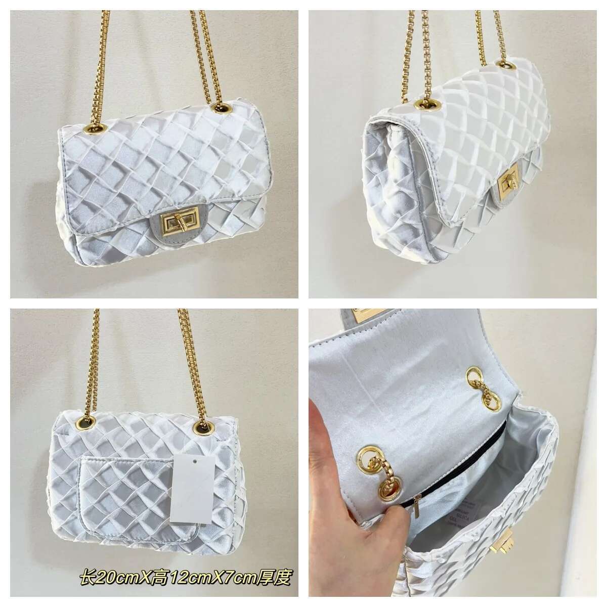 Woven Rhombus Embroidery Thread Sachet Chain Small Square Shoulder Messenger Niche Trendy Women's Purses Bag
