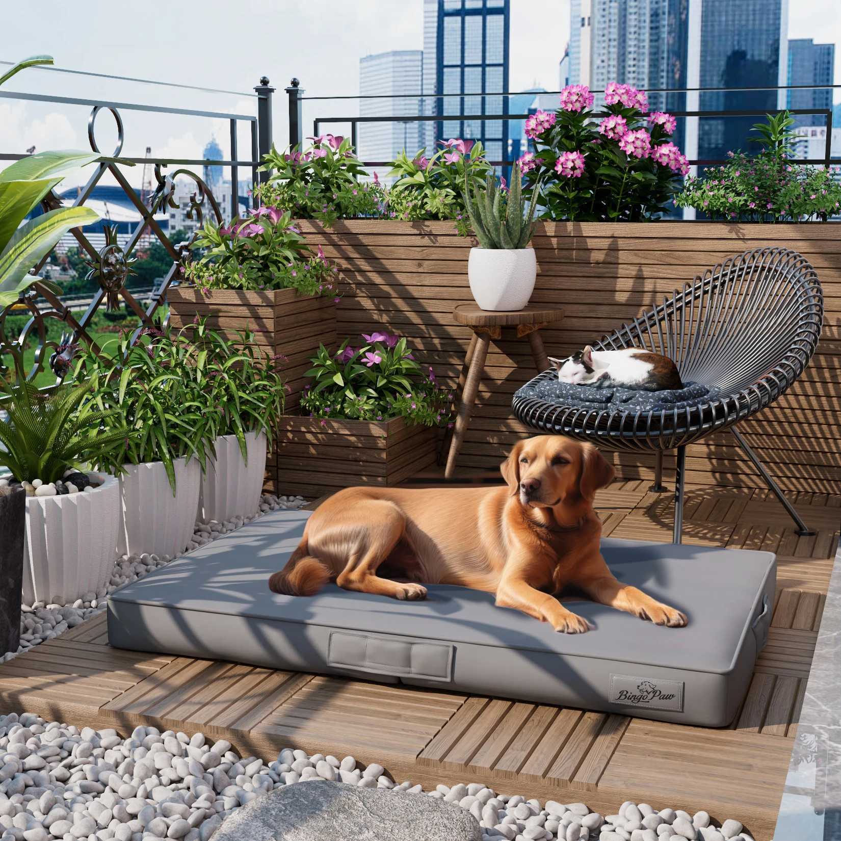 L XL XXL Dog Bed 3D Technology Microfiber Leather Cover Foldable Pet Mat Wrinkled Mat Gray and Brown Anti Bite X250412