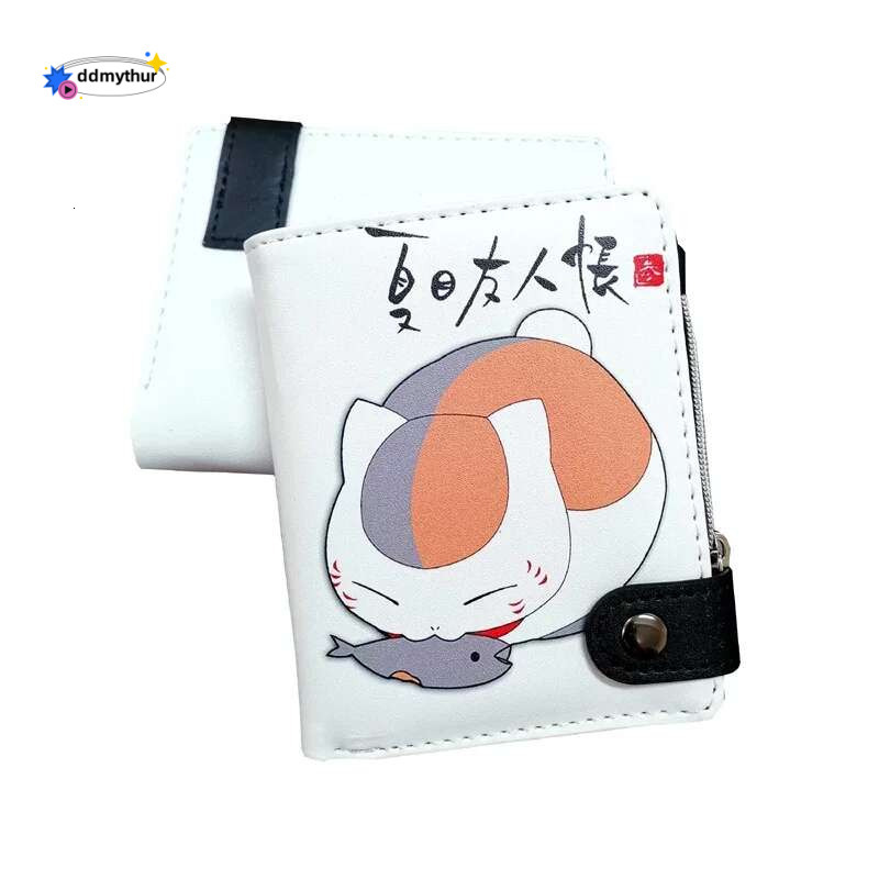 Anime Natsume Yuujinchou Short Button Wallet Cartoon Cat Teacher PU Leather Zipper Purse ddmythur