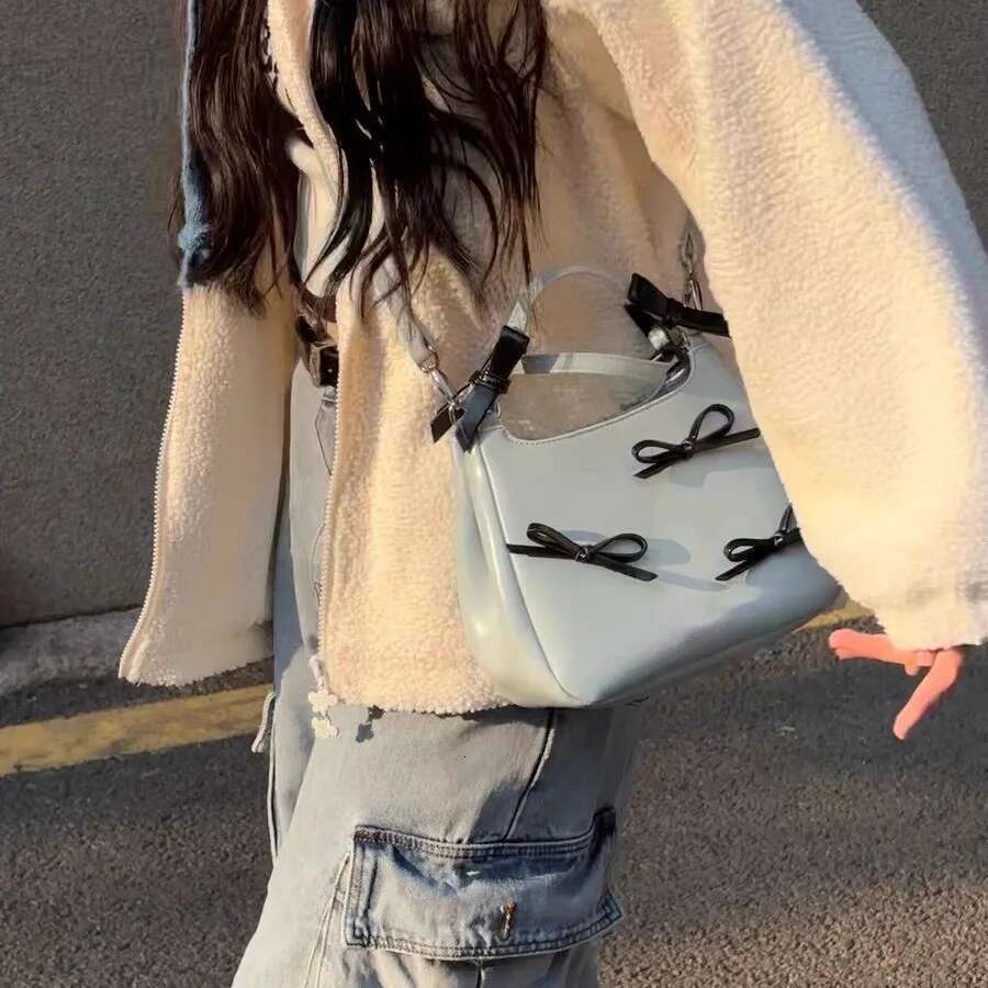 Ballet Style Bow Portable Messenger 2024 New Sweet Girl Bucket Vegetable Basket Commuter Shoulder Bag