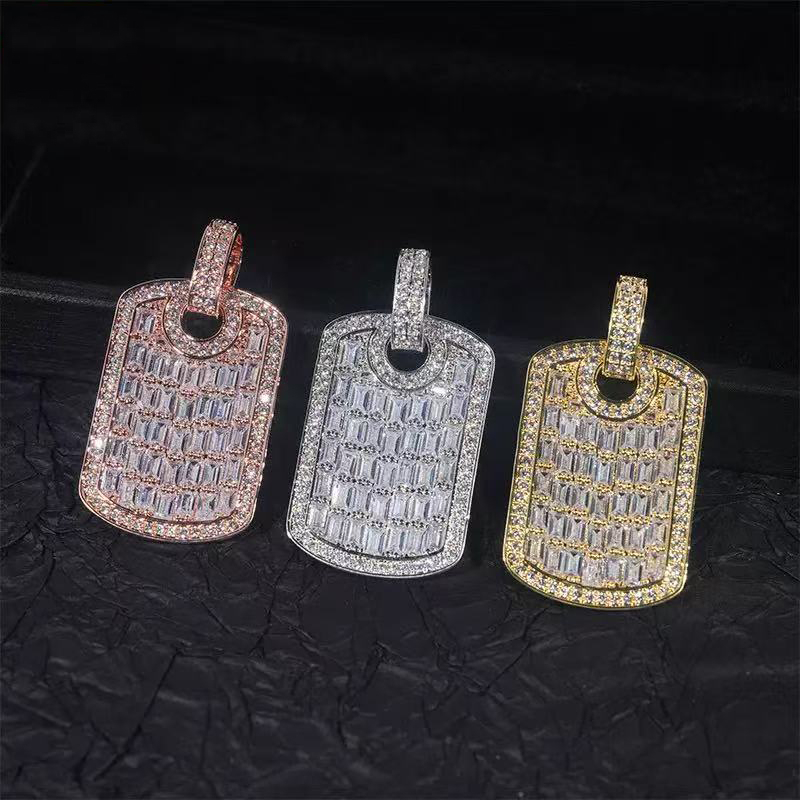 Mens Punk Style Hip Hop Jewelry Custom 925 Sterling Silver Vvs Baguette Moissanite Diamond Bling Letter Name Pendant