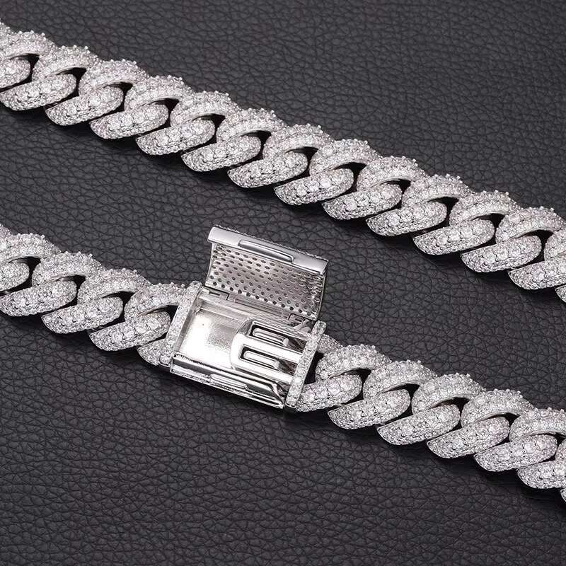 Heavy Handmade Cuban Necklace Wide 19mm Pure S925 with GRA Moissanite Iced Out Cuban Link Chain with Free Customization