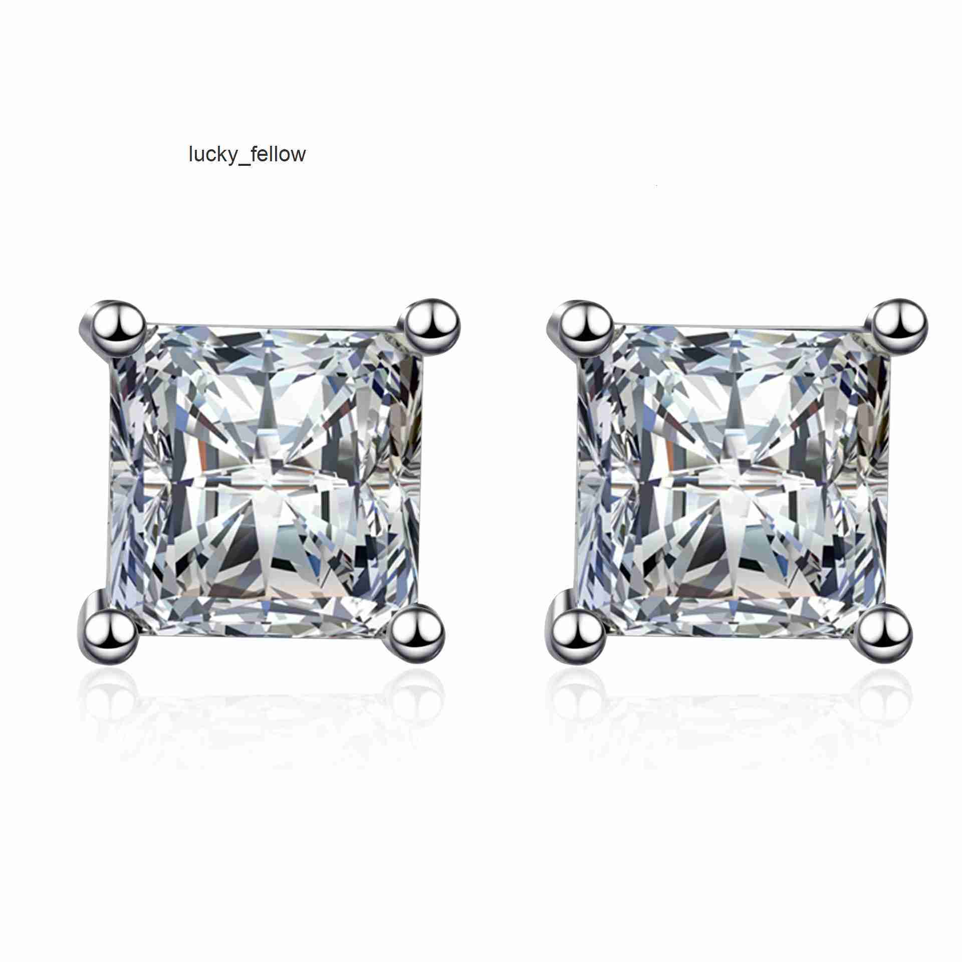 Jewelry Accessories Wholesale Dropshipping Ready to Ship Square Canary VVS Moissanite 4mm Earrings for Women or Man