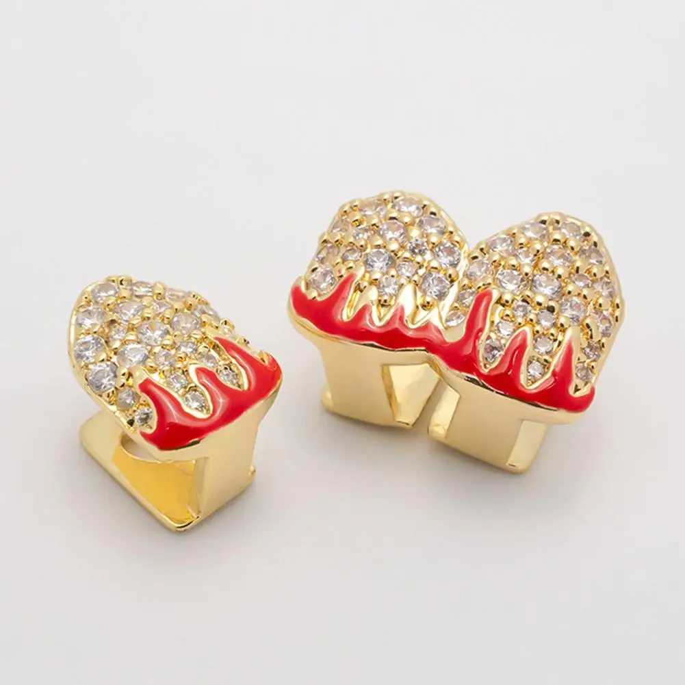 Cosplay Teeth Grillz Gold/Silver Plated Hip Hop Single Teeth Grillz Top/Bottom Dental Grillz Hat Mens Fashion Jewelry W250412