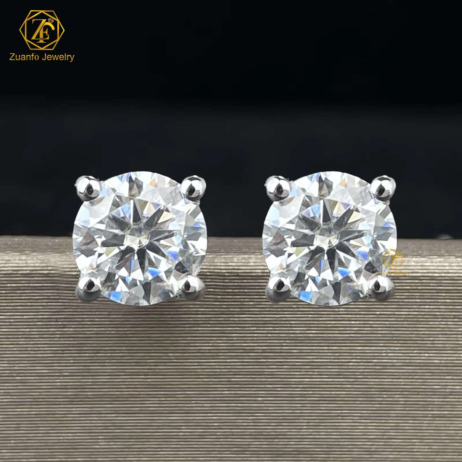 Simple Design All Handmade 925 Sterling Silver Earrings GRA Certified 6.5mm 1carat Diamonds Wholesale Moissanite Earrings