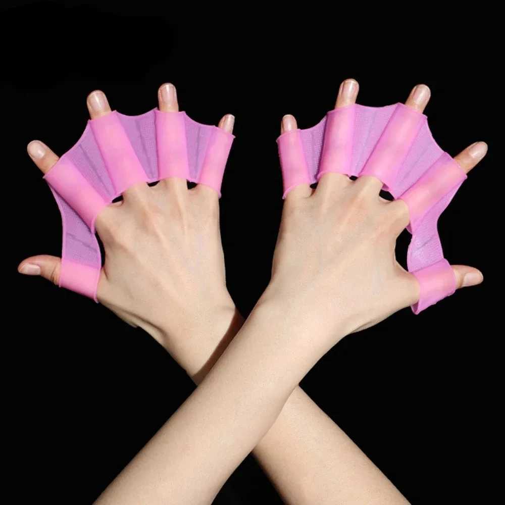 Silicone swimming fin flip cover mens childrens swimming pool sports professional training finger hand net gloves paddle equipmentY250412W