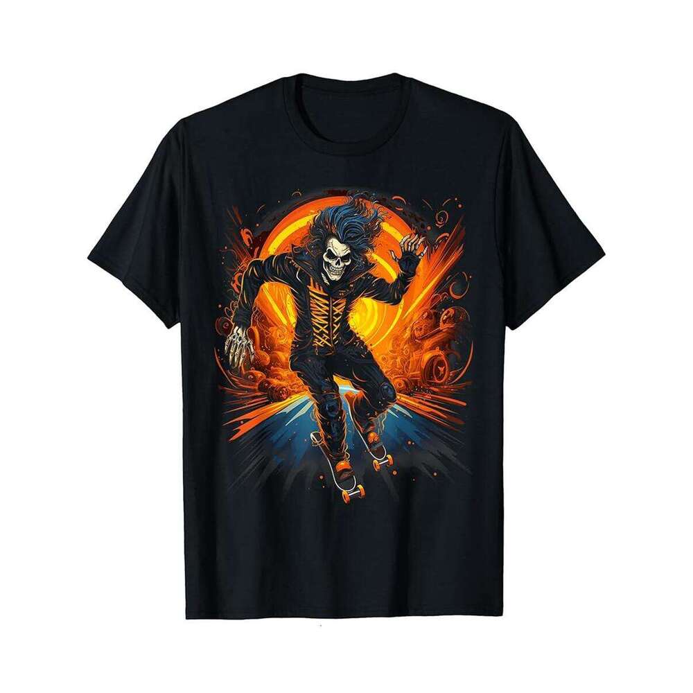 Designer T shirt Skateboarding Skeleton Skater Halloween Costume Trick Or - 220g T shits