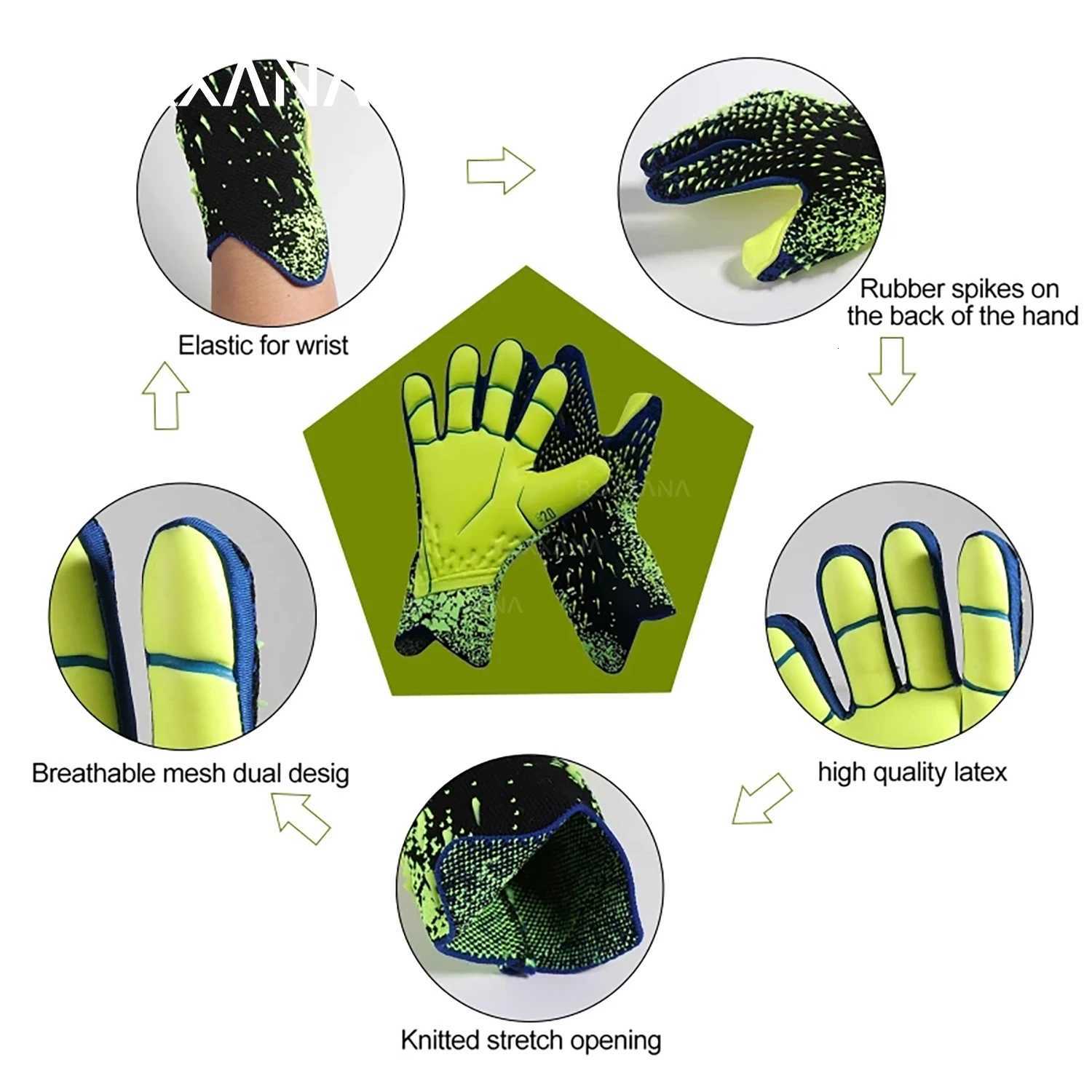 ROXXANA Goalie Gloves Soccer Finger Protection For Kids/Youth/Adults Full Finger Protection Soccer Football Goalkeeper GlovesW251112