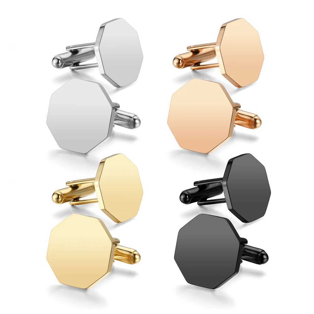 Mens blank cufflinks classic stainless steel cufflinks tailcoat shirt accessories cufflinks business wedding shirts unique jewelryT250412