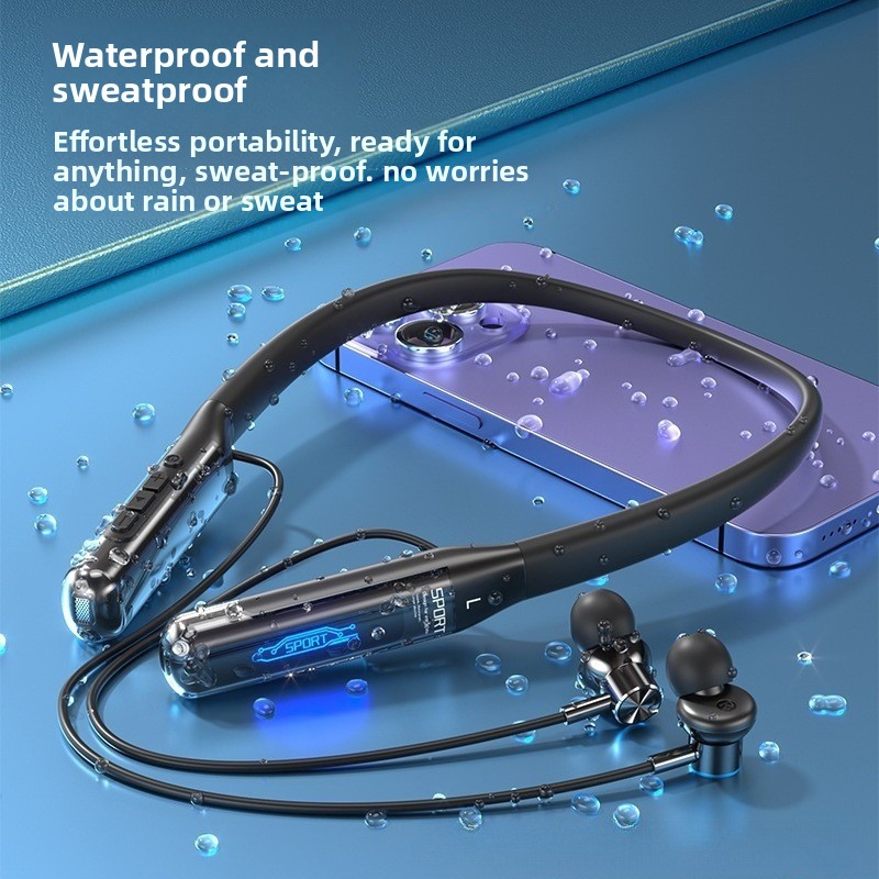 BT125 Gaming & Sports Bluetooth Neckband Headphones, ENC Wireless Earbuds with long endurance and Digital Display, IPX5 Waterproof for Mobile Gaming &