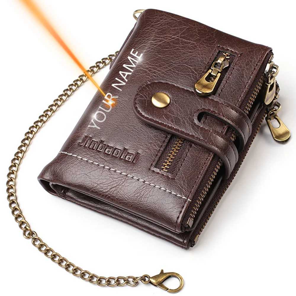 2021 new mens wallet name customized PU leather short card holder chain mens wallet high-quality mens wallet Z250411
