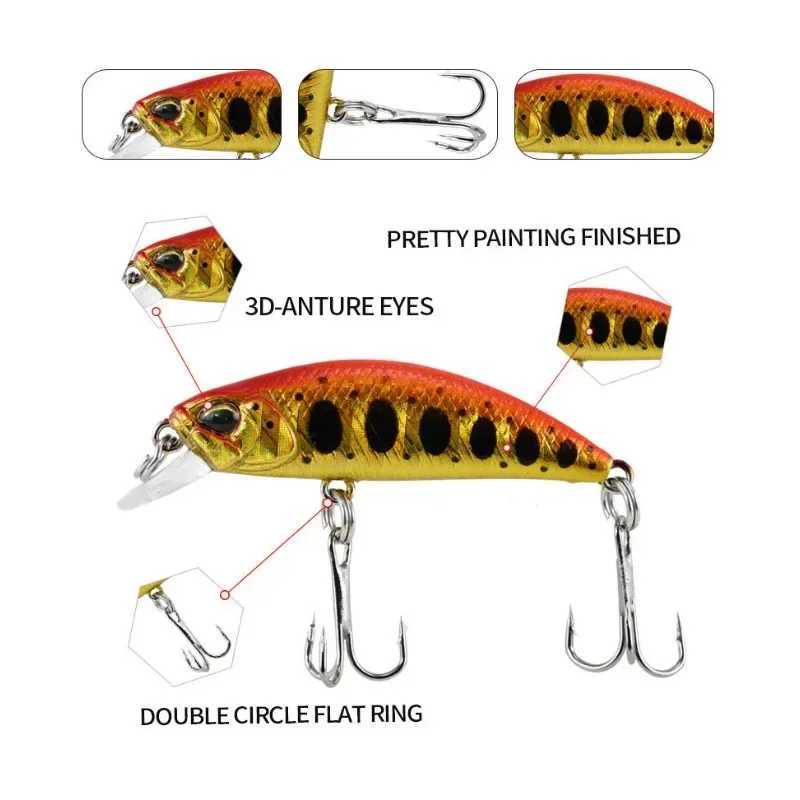 38mm 3.2g Japan Sinking Fishing Lure Trout Mini Minnow Lures Fishing Wobblers River Crankbait Artificial Fish Bait Pesca Tackle Z250411