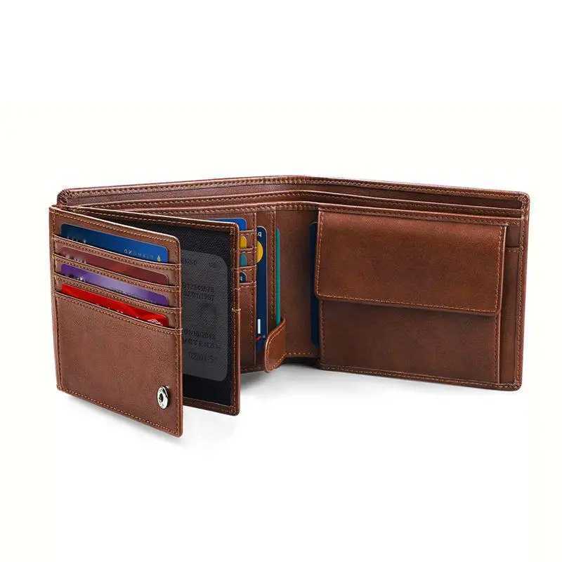 YATBEST mens wallet RFID anti-theft brush loose leaf three fold wallet large capacity zero currency bag card bag Z250411