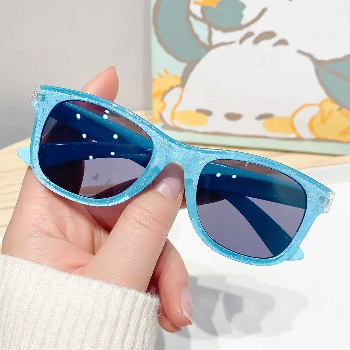 New Trendy Cool Childrens Colorful Shiny Square Sunglasses Girls Trendy Fashionable Cute Sun Glasses Kids Eyewear Lentes De SolC250411