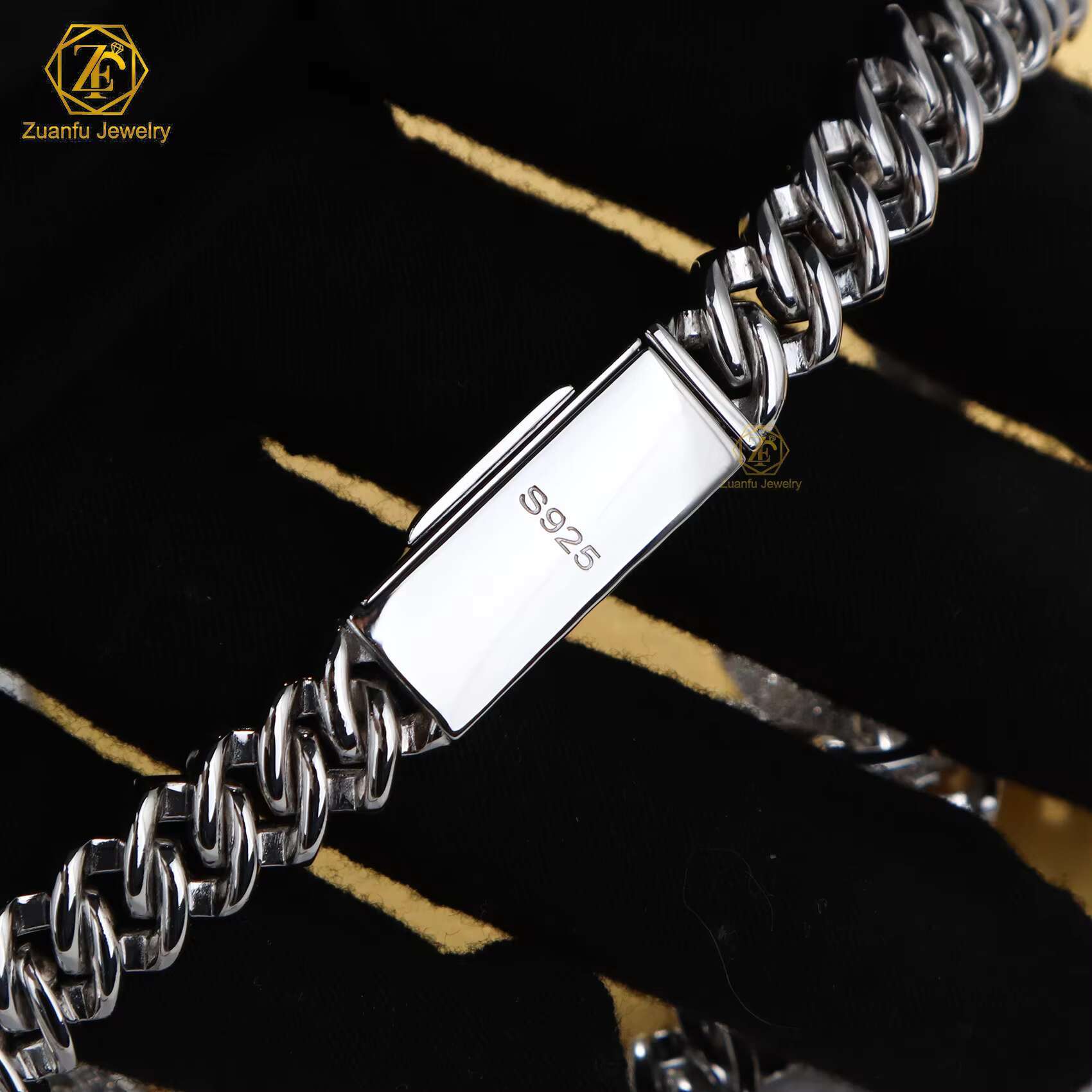 Hot Selling Hiphop Style 925 Silver Cuban Link Chain Bracelet Necklace Iced 15mm D VVS Diamond Moissanite New Trending Product