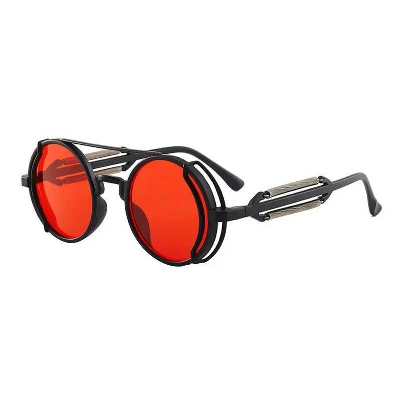 Retro Punk Steampunk Sunglasses Mens Brand Designer Round Punk Eyewear Gothic Style Products Women UV400 Sunglasses Z250411