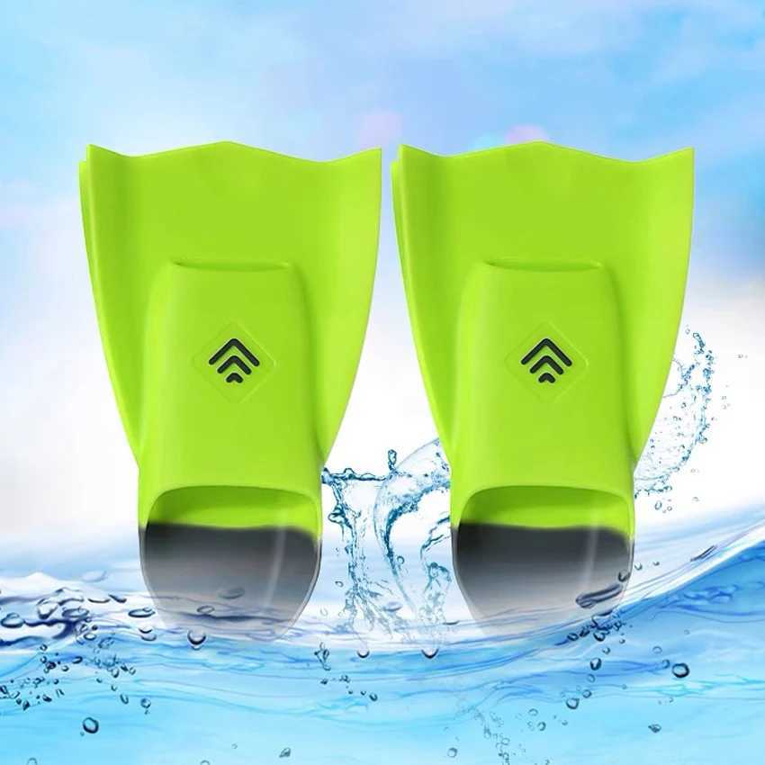 Adult professional swimming training fin flexible silicone flip diving fin rubber inflatable water sports beach shoesY250412