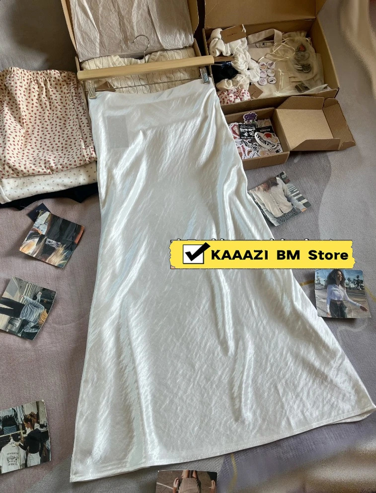 Fashion Mid-length Skirts High Waist Pockets A-line Jean Skirt Woman Summer Streetwear Fashion All-match Y2k Fishtail Skirt 250407