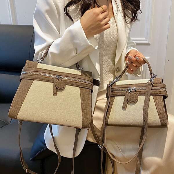 2025 Luxury Canvas Kelly Bag High Quality Designer Elegant Crossbody/Shoulder Bags Women Handbags Tote Color-Blocking Design