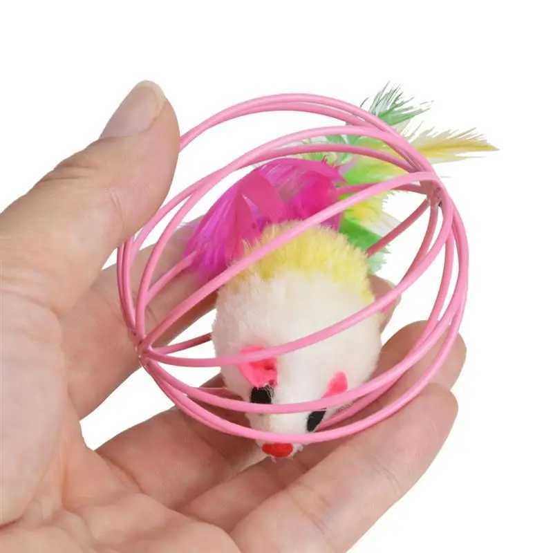 1 cat toy stick feather stick mouse cage toy with bell plastic artificial color cat teasing toy pet supplies random color Y250412