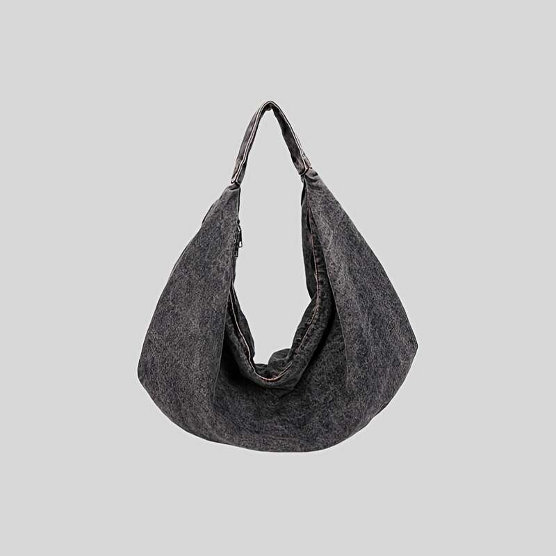 Casual Shoulder Bag Zipper Japanese Style Versatile Commuting Handbag Soft Solid Color luyigemandi