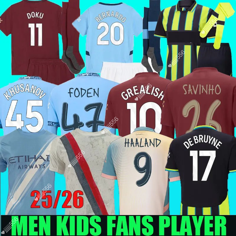 25-26 fans player Soccer Jerseys HAALAND 25 26 DE BRUYNE KOVACIC MANS FODEN Football Shirt Men Kids Kit Sets Uniforms
