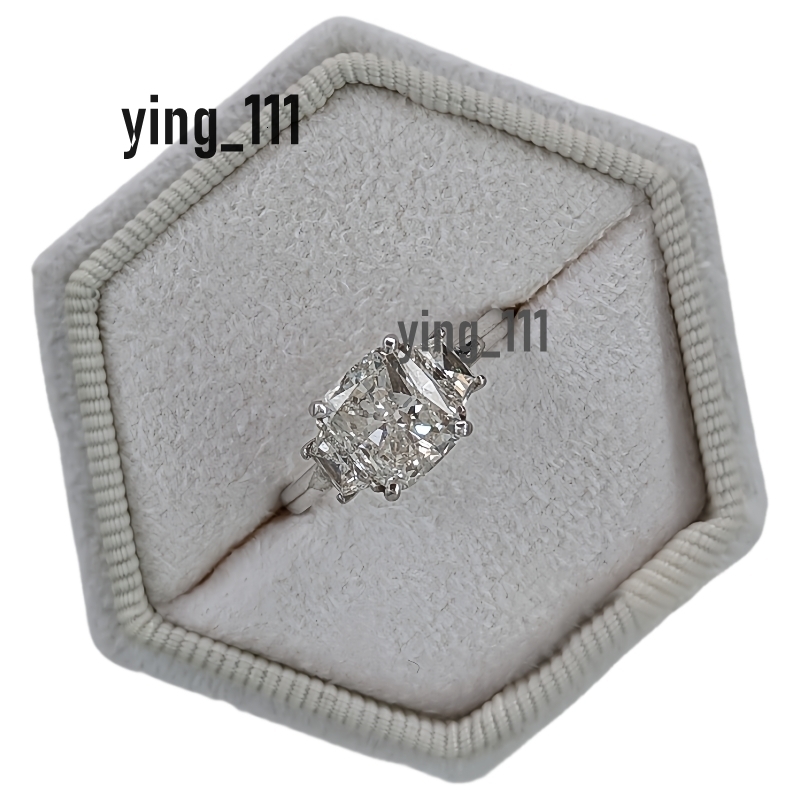 Jewelry 2.0 Carat Cushion Shape E VS1 Lab Grown Diamond Wite Traperziod Engagement Ring For Women Real 14K White Gole Womens Wedding Ring CVD Diamond
