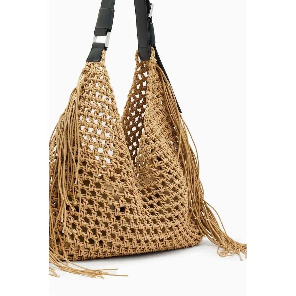 Bohemian Beach Bags For Women Designer Handbags Purses 2025 New Nylon Fabric Hollow Tassels With Inner Pocket