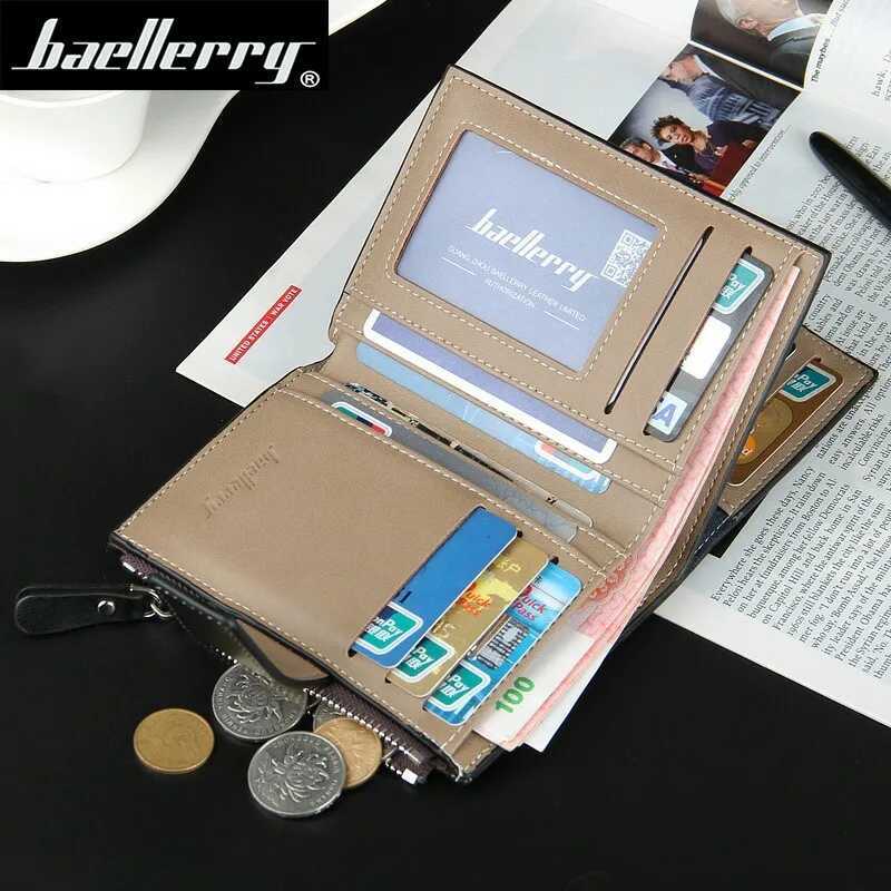 Short mens wallet zipper coin pocket card clip mens wallet clutch photo clip name carving mens wallet Z250411