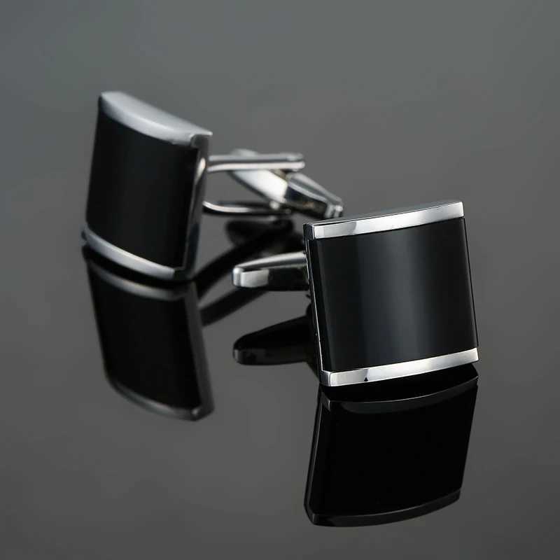 Wholesale of mens French shirt cufflinks copper materials square black zircon cufflinks and fashion clothing accessoriesT250412