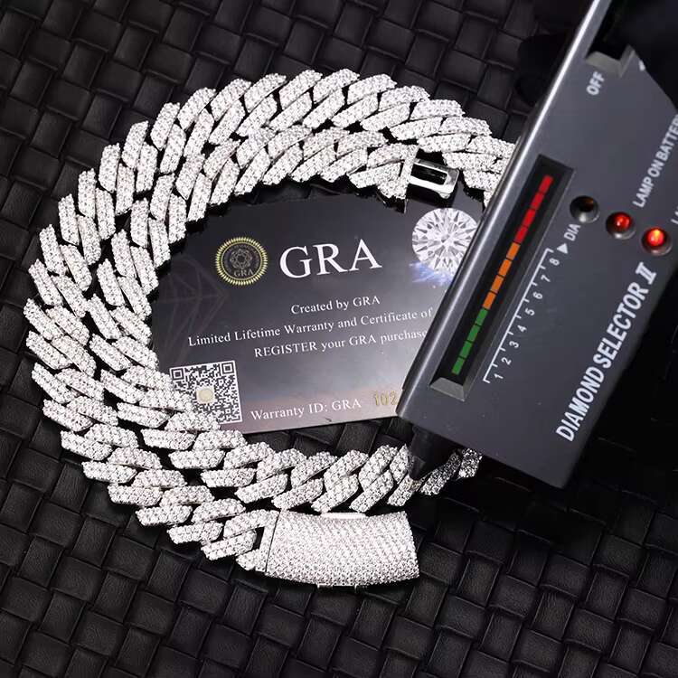 Yu Ying Customization Miami Style Chain Bracelet S925 Sterling Silver Two Rows VVS Moissanite Diamond Cuban Chain for Hiphop