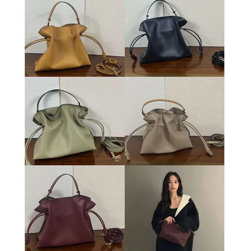 Ladies Bag Drawstring Design Gift Lucky Pouch Handbag Tote High Quality Soft Leather Shoulder Crossbody Purse Versatile Casual