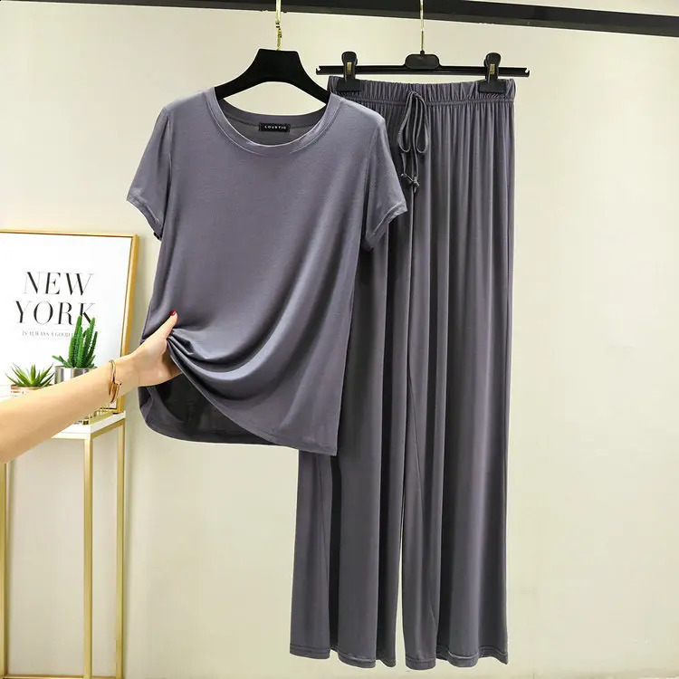 Summer 2025 Modal Pajama Sets Women Lounge Cute Sleepwear Short Sleeve Casual Nightwear Large Size M-XXL Female Pijamas 250409
