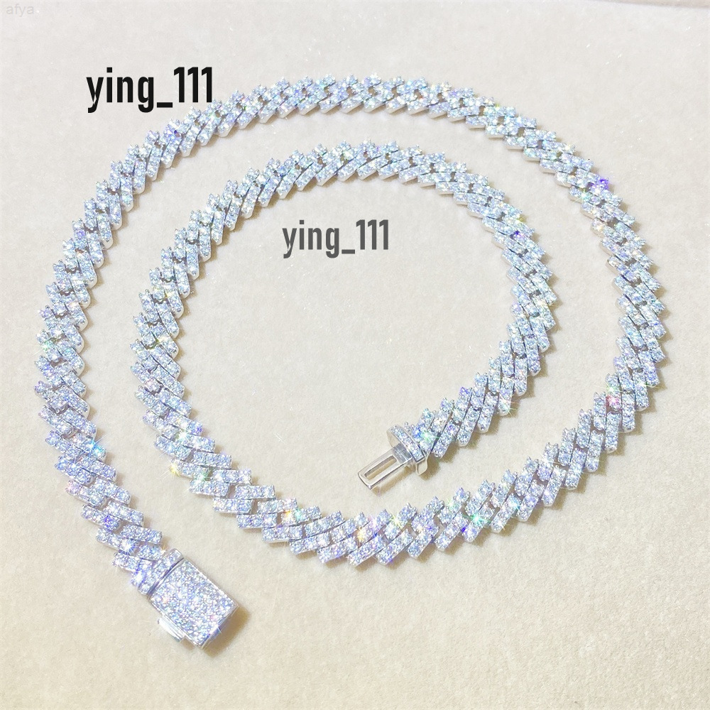 8mm 10mm 13mm Vvs Moissanite Necklace for Women Fantasy 925 Sterling Silver Cuban Link Chain