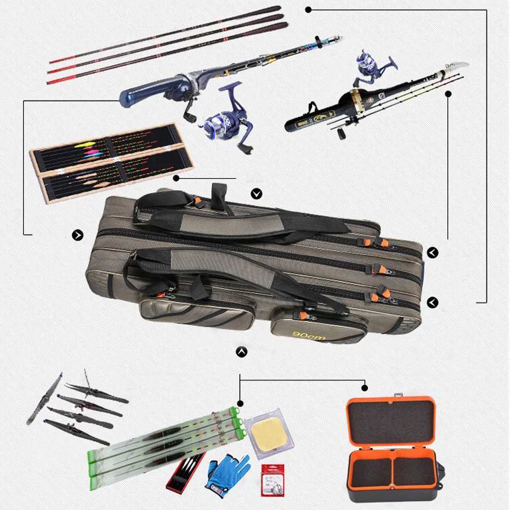 2/3/4 Layer 100/120/130CM Fishing Rod Bag Multifunctional Large Capacity Pole Reels Bait Storage Case Travel Carry Tackle Gear Z250411