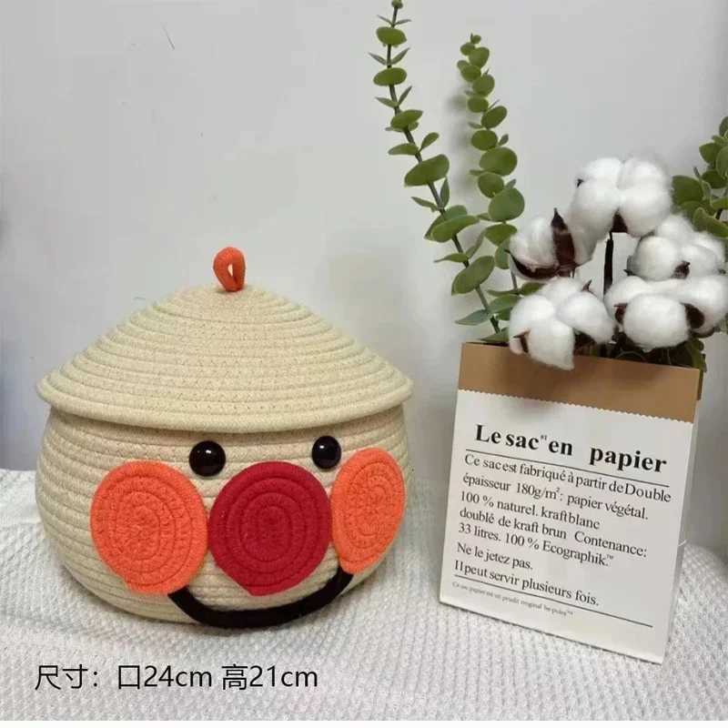 Hand Woven Storage Basket Cotton Rope Cute Basket Snack Toys Organizer Desktop Make Up Storage Box He Decor Y251112