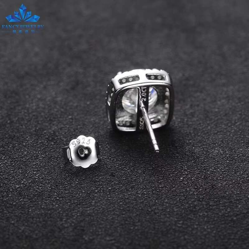 GRA Certified Round Minimalism 925 Sterling Silver Men Women 0.5ct 1ct 2ct D VVS1 Moissanite Diamond Stud Earrings