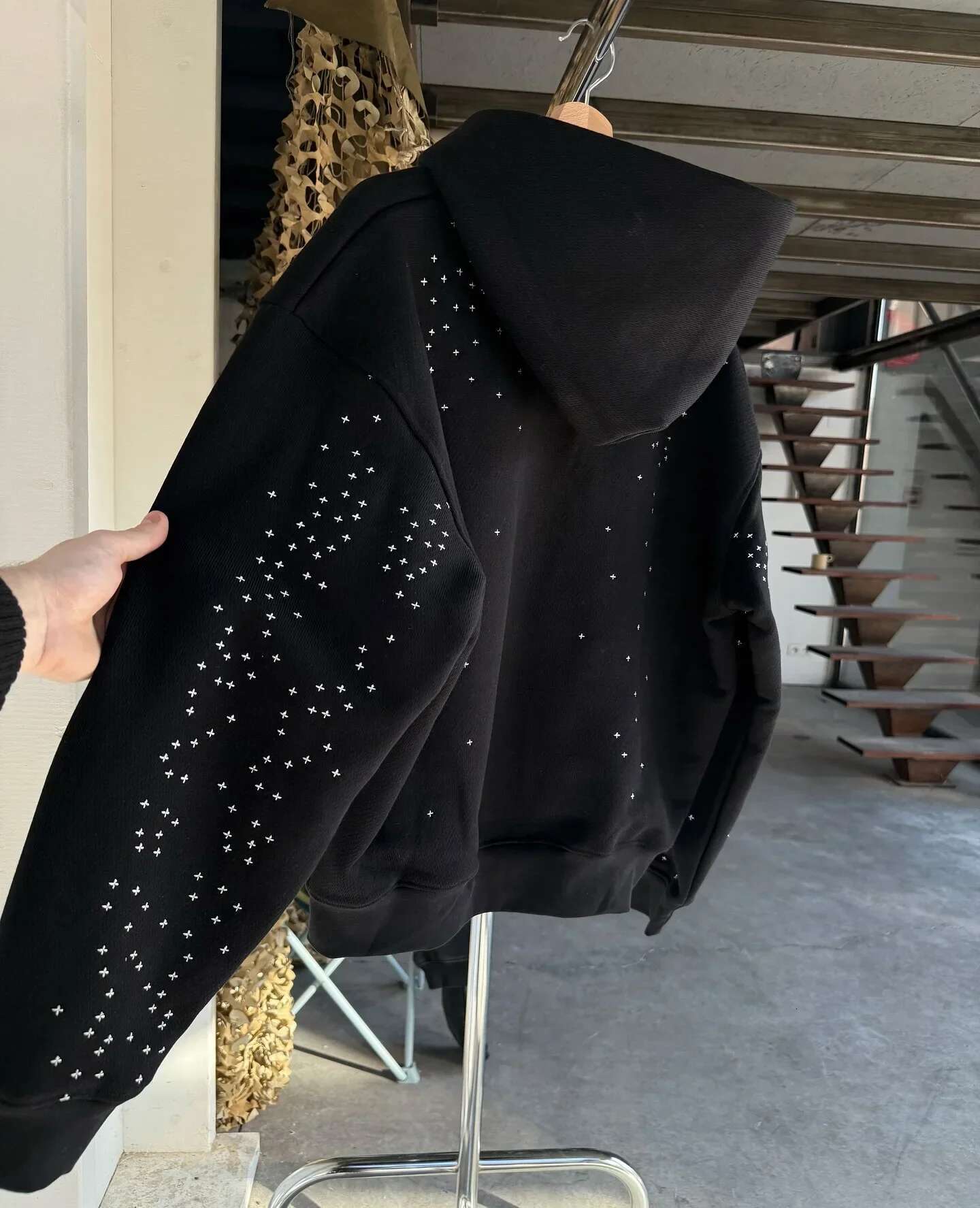 High Street Gothic Retro Area Pattern Embroidered Hoodie Y2K Large Casual Loose Zipper Sweatshirt Clothing