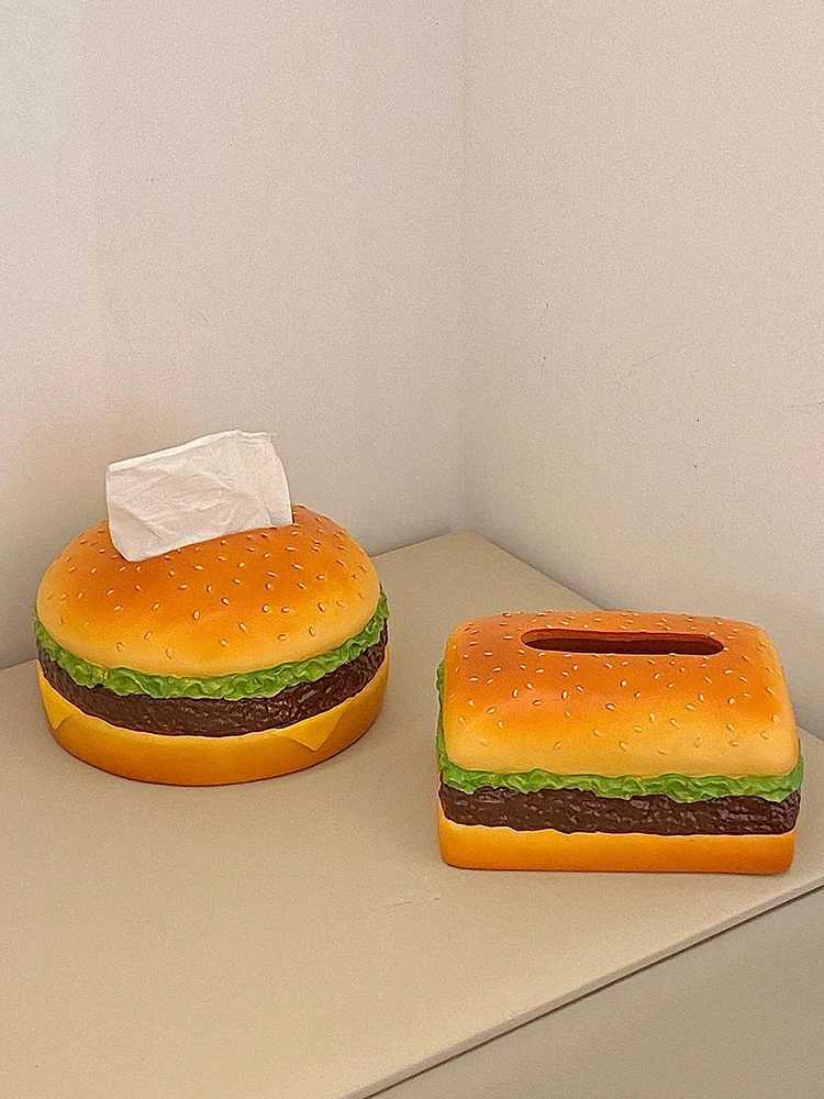 Hamburger Tissue Box Made of Eco-friendly Resin Creative Retro Living Ro Tissue Box A Fun He Decorative Gift Y251112