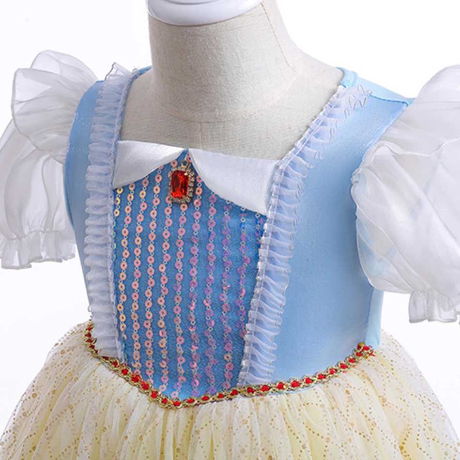 Disney Snow White cosplay princess dress girl sequin mesh dress childrens birthday gift carnival Halloween party costume elegant costumeXJ250411