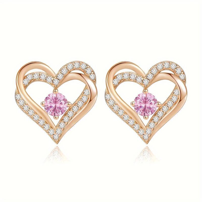 Forever Love Women's Earrings, Sterg Sier Birthstone Heart Stud Earrings Mother's Day Anniversary Birthday Jewelry Gift for Women, Wife and 