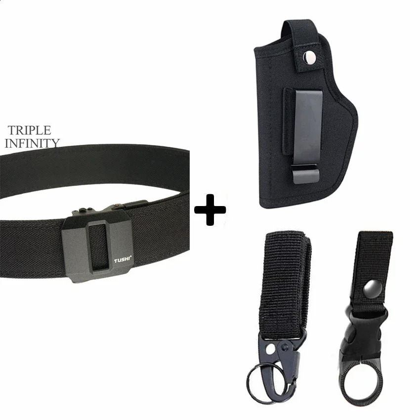 Sturdy Metal Automatic Buckle Hard Tactical Belt Double Layer Thickened Hanging Gun Belts For Men Outdoor 3.8cm Width Waistband 250407
