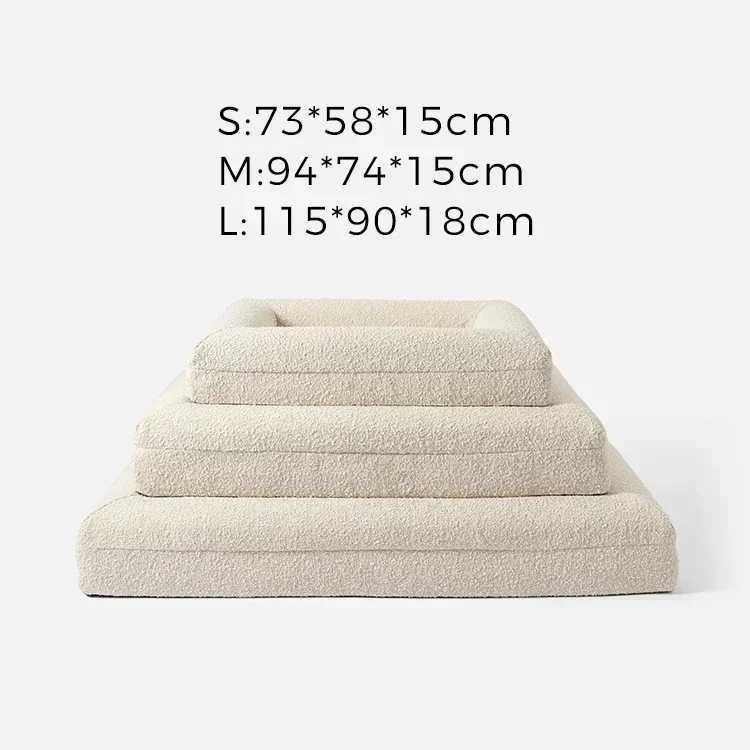Luxury white orthodontic memory foam bouncing dog bed with removable washable cover and waterproof bottom X250412