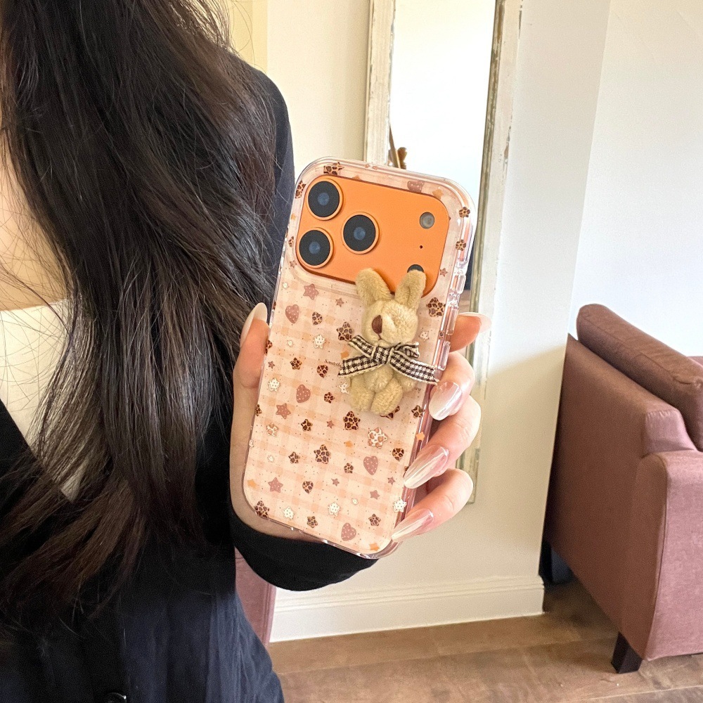 Plaid Star Bunny Phone Case Compatible with iPhone 17/16 Pro Max Cartoon 15/14 Protective Cover