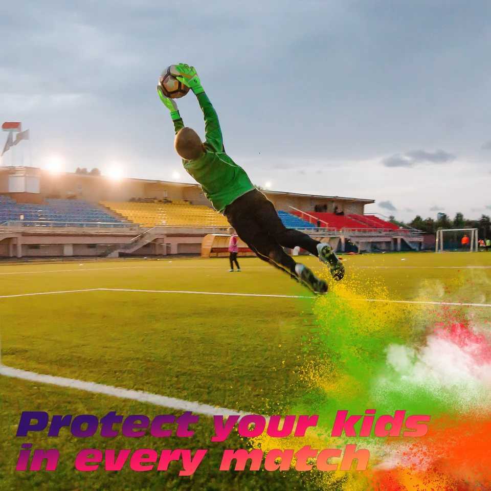 Sportout Kids Goalkeeper Gloves Soccer Gloves with Double Wrist Protection and Non-Slip Wear Resistant Latex MaterialW251112